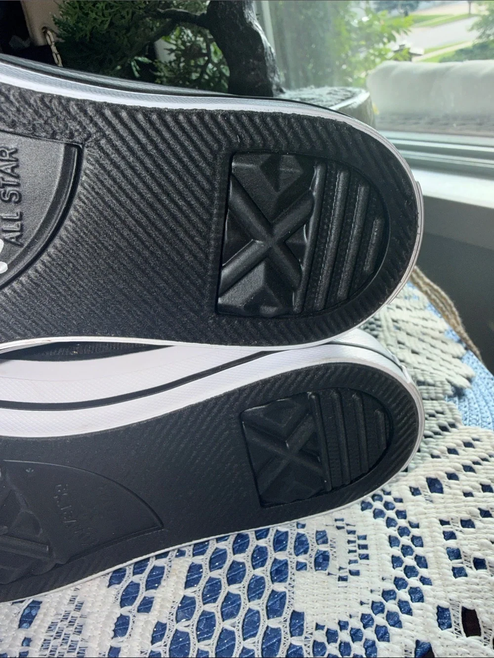 Converse Kids 4.5  Metallic Black High-Top Sneakers White Accents-women’s size 6